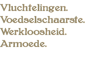 Vluchtelingen. Voedselschaarste. Werkloosheid. Armoede.